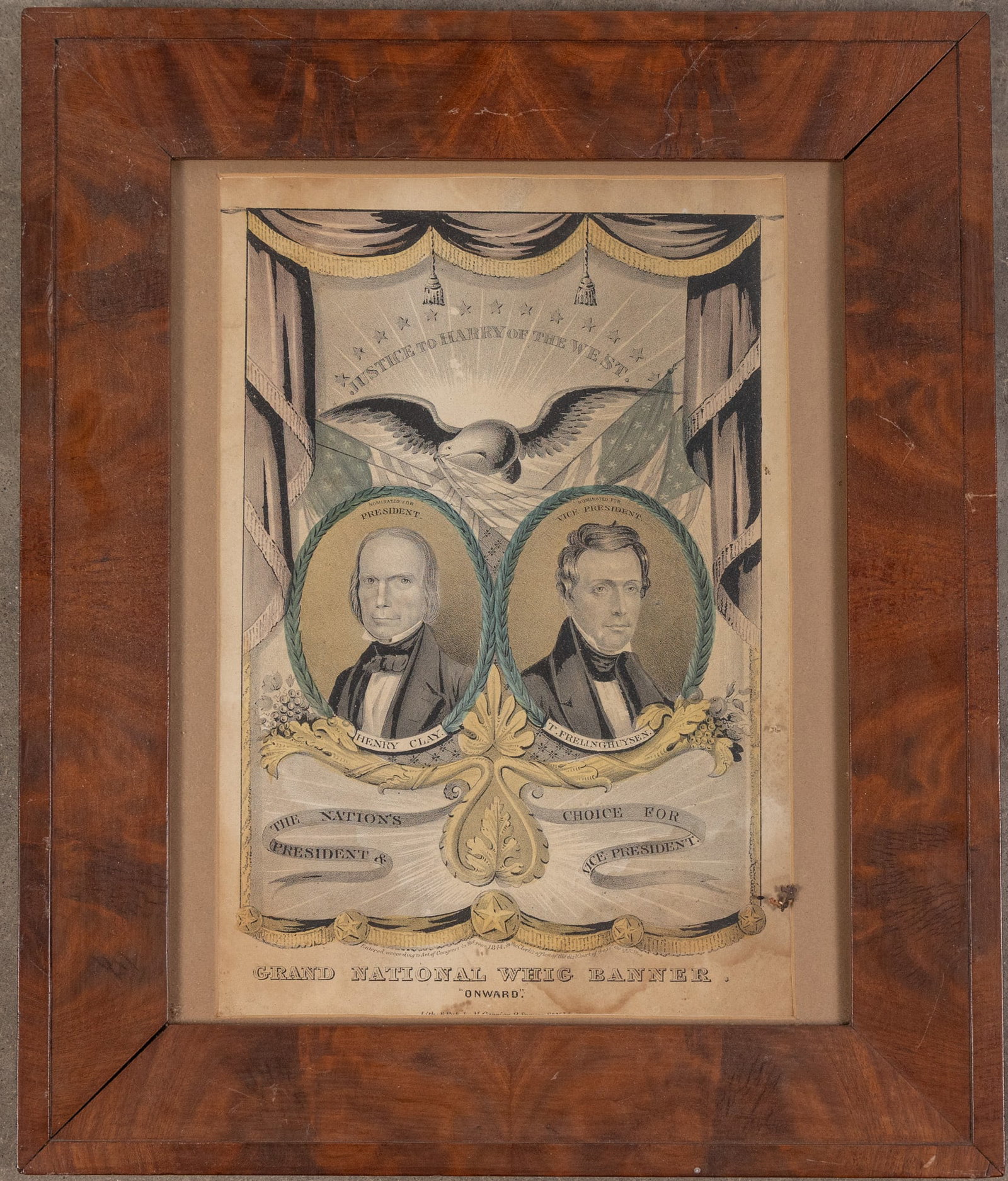 N. Currier "Grand National Whig Banner", Clay & Frelinghuysen, 1844 (1 of 4)