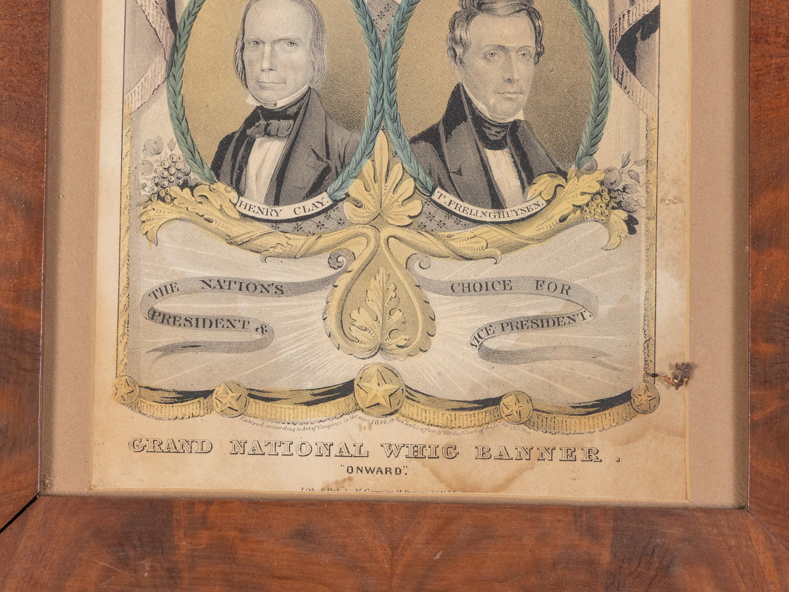 N. Currier "Grand National Whig Banner", Clay & Frelinghuysen, 1844 - 4