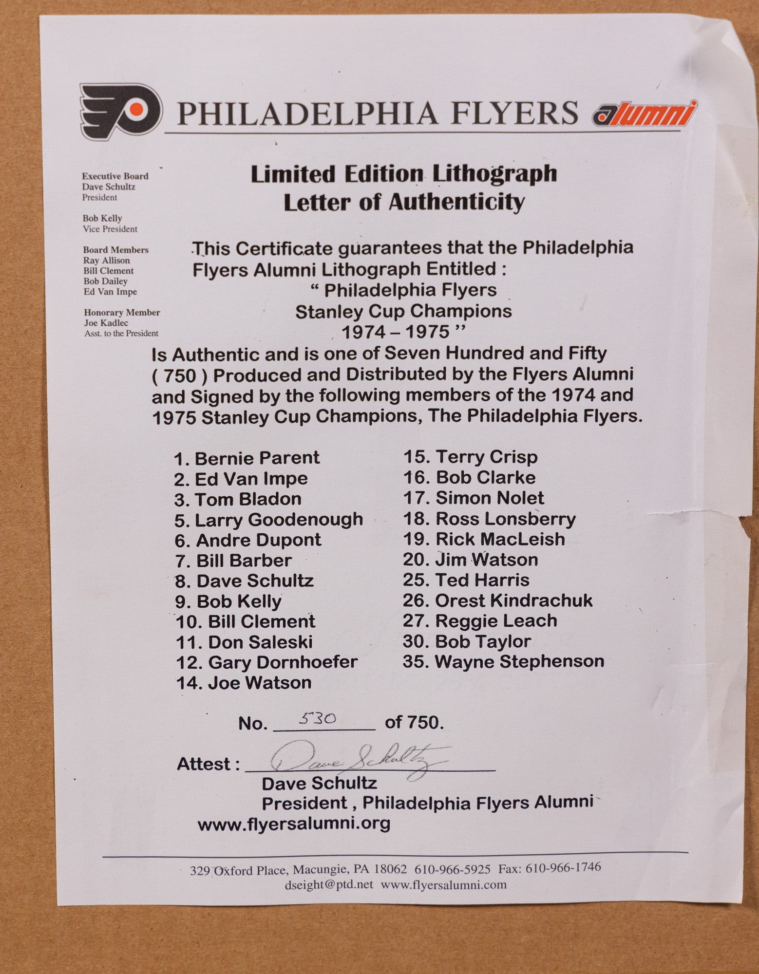 Philadelphia Flyers 1974-75 Stanley Cup Champions Team Signed Lithograph - 7