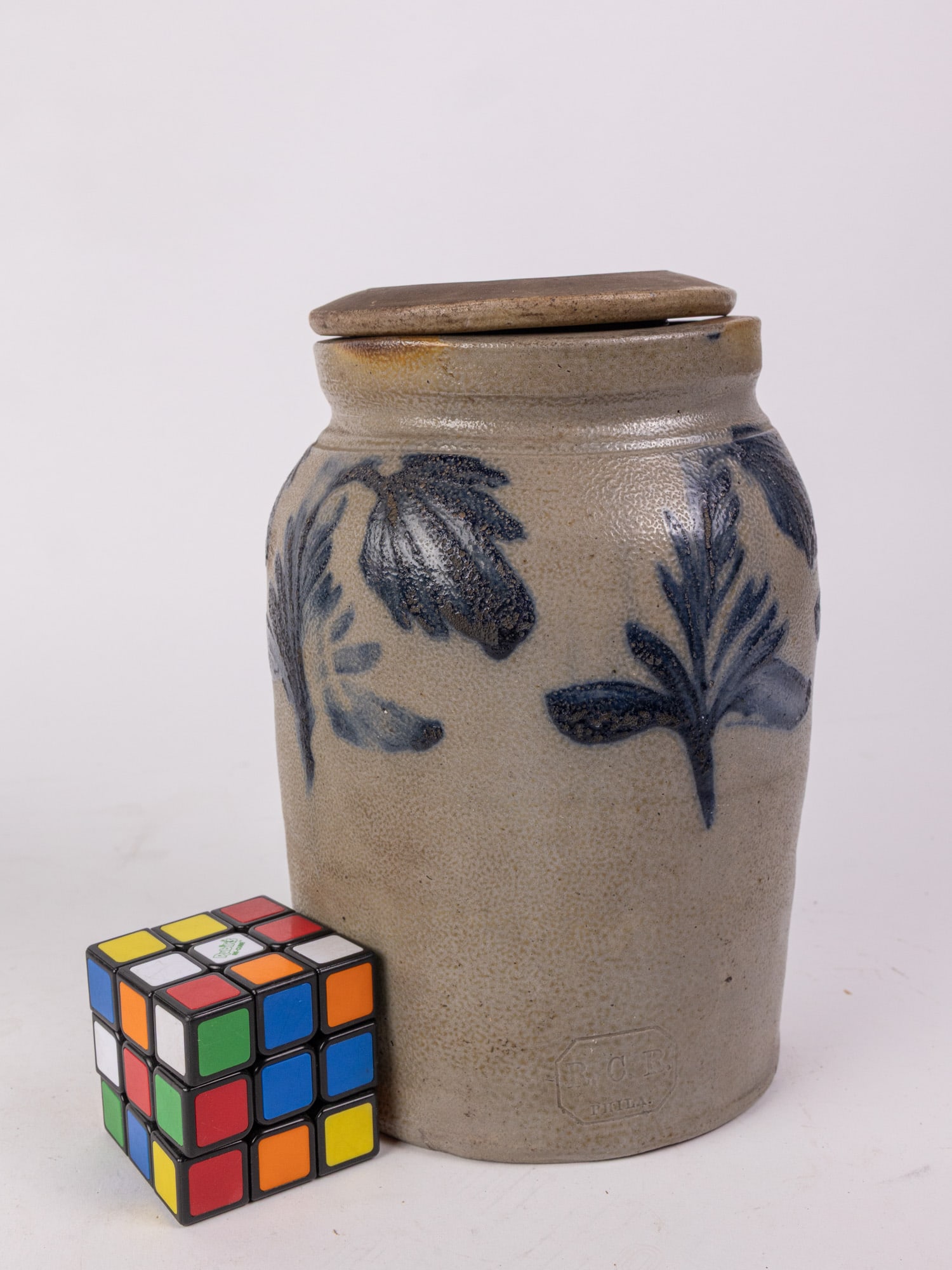 Richard C. Remmey Cobalt Decorated Salt Glazed Stoneware Crock with Lid - 2
