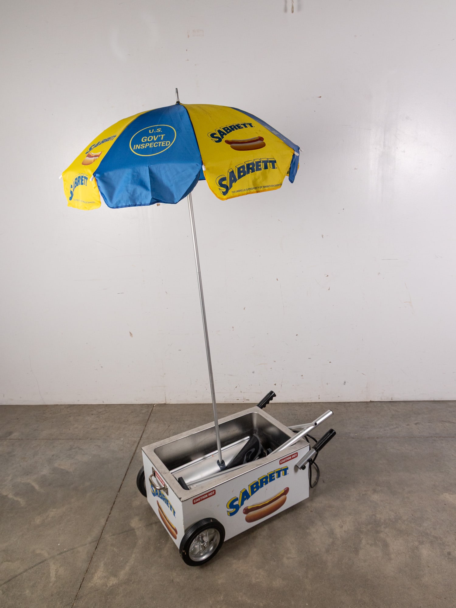 Sabrett Tabletop Hot Dog Cart with Umbrella: Sabrett Tabletop Hot Dog Cart with Umbrella Size 12" x 28" x 17" Literature Brooks Auction – Online Auction Terms & Conditions Contact: (856) 694-2960 | info@brooks.auction READ BEFORE YOU BID: