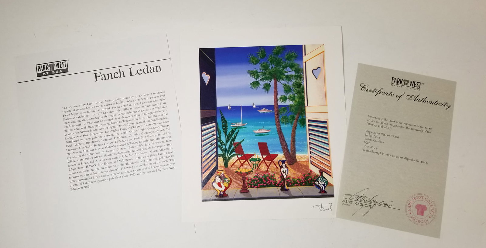 Francois "Fanch" Ledan, "Volets Caraibes", Seriolithograph w/ COA: Francois "Fanch" Ledan, "Volets Caraibes", Seriolithograph w/ COA Size 10" x 13" Literature Brooks Auction – Online Auction Terms & Conditions Contact: (856) 694-2960 | info@brooks.auction READ