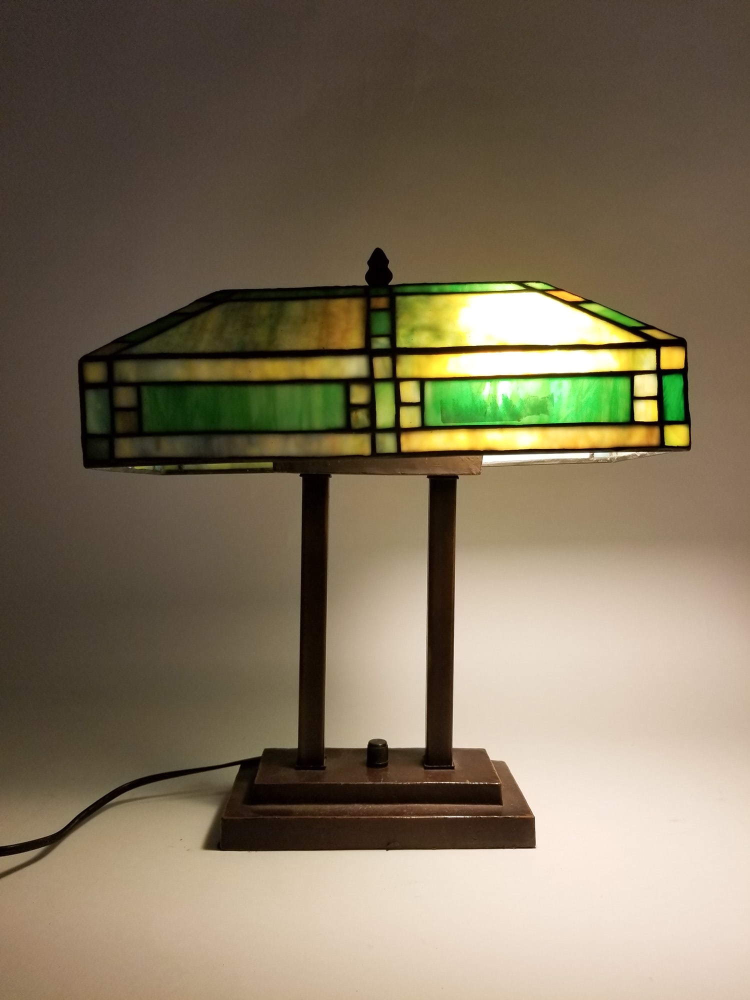 Vintage Mission Style Double Pedestal Table Lamp - 3