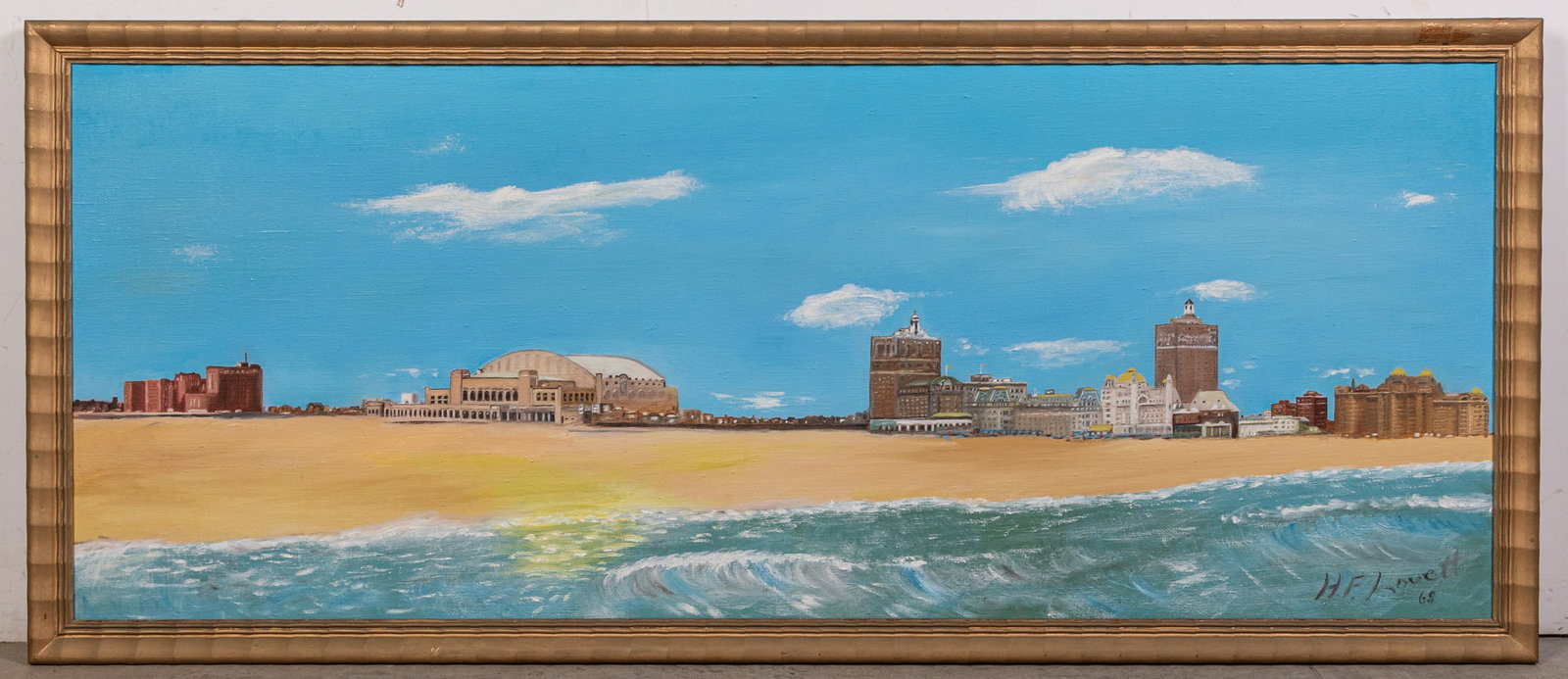 H.F. Lovett c.1968 Atlantic City Boardwalk, Oil on Canvas: H.F. Lovett c.1968 Atlantic City Boardwalk, Oil on Canvas Size 23" x 53" Literature Brooks Auction – Online Auction Terms & Conditions Contact: (856) 694-2960 | info@brooks.auction READ BEFORE