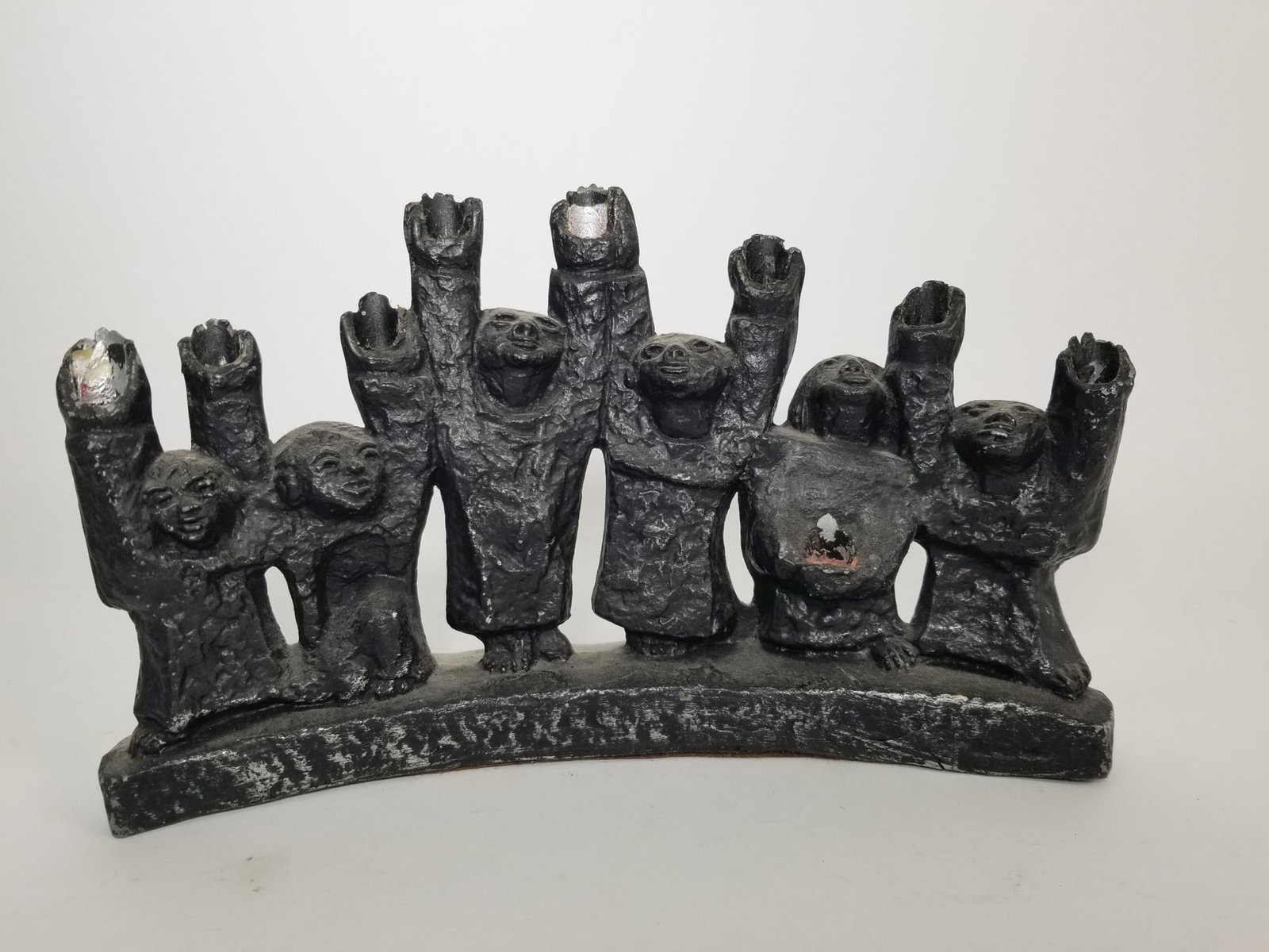 Ellen Lord Mid Century Judaica Brutalist Cast Metal Menorah: Ellen Lord Mid Century Judaica Brutalist Cast Metal Menorah Size 8" x 11" Literature Brooks Auction – Online Auction Terms & Conditions Contact: (856) 694-2960 | info@brooks.auction READ BEFORE