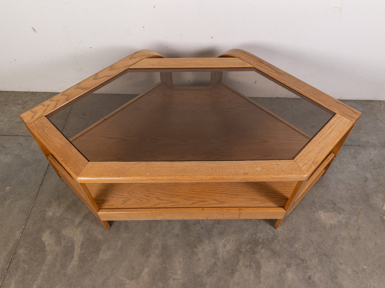 Modern Glass and Oak Bentwood Hexagonal Table - 2