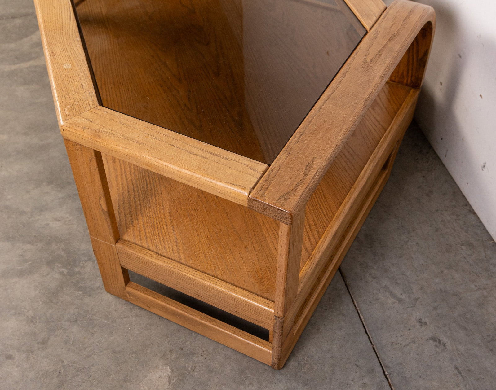 Modern Glass and Oak Bentwood Hexagonal Table - 3