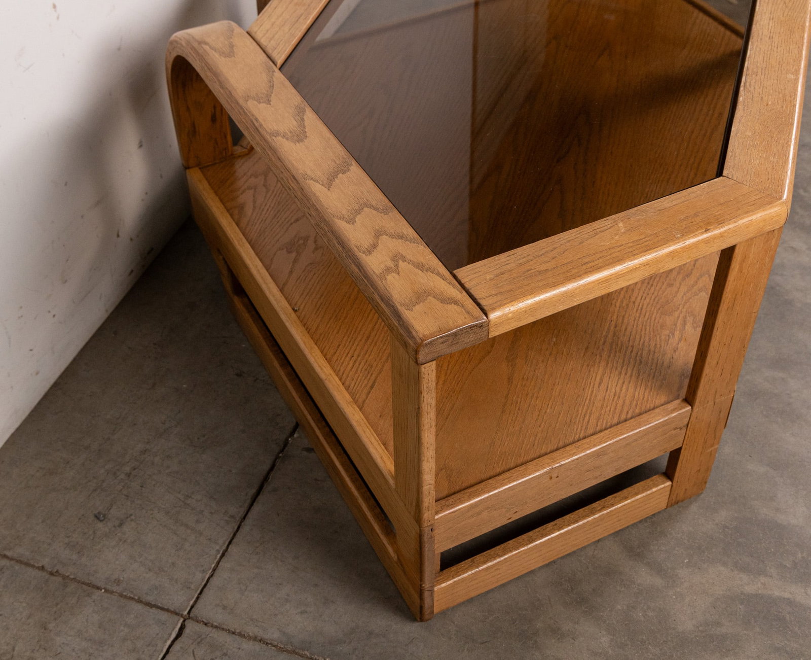 Modern Glass and Oak Bentwood Hexagonal Table - 4