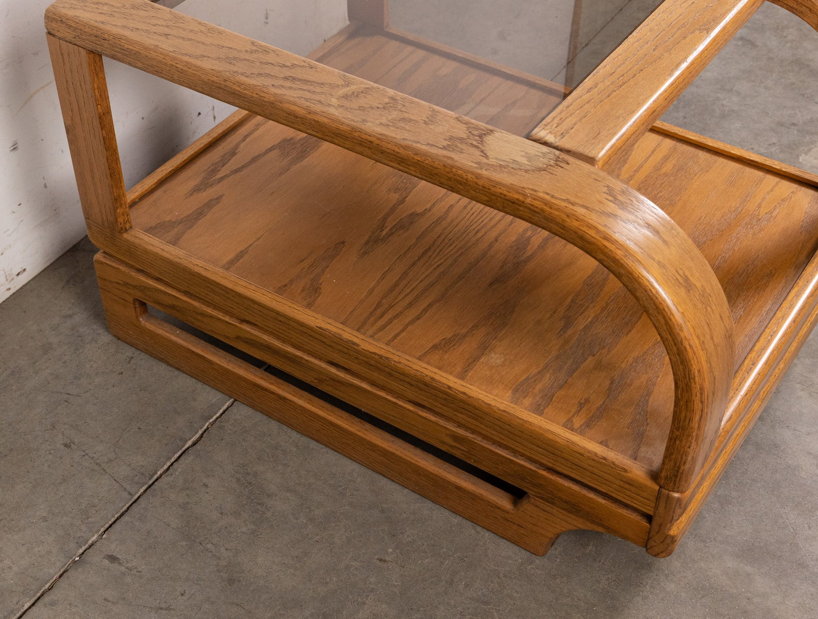 Modern Glass and Oak Bentwood End Table - 3