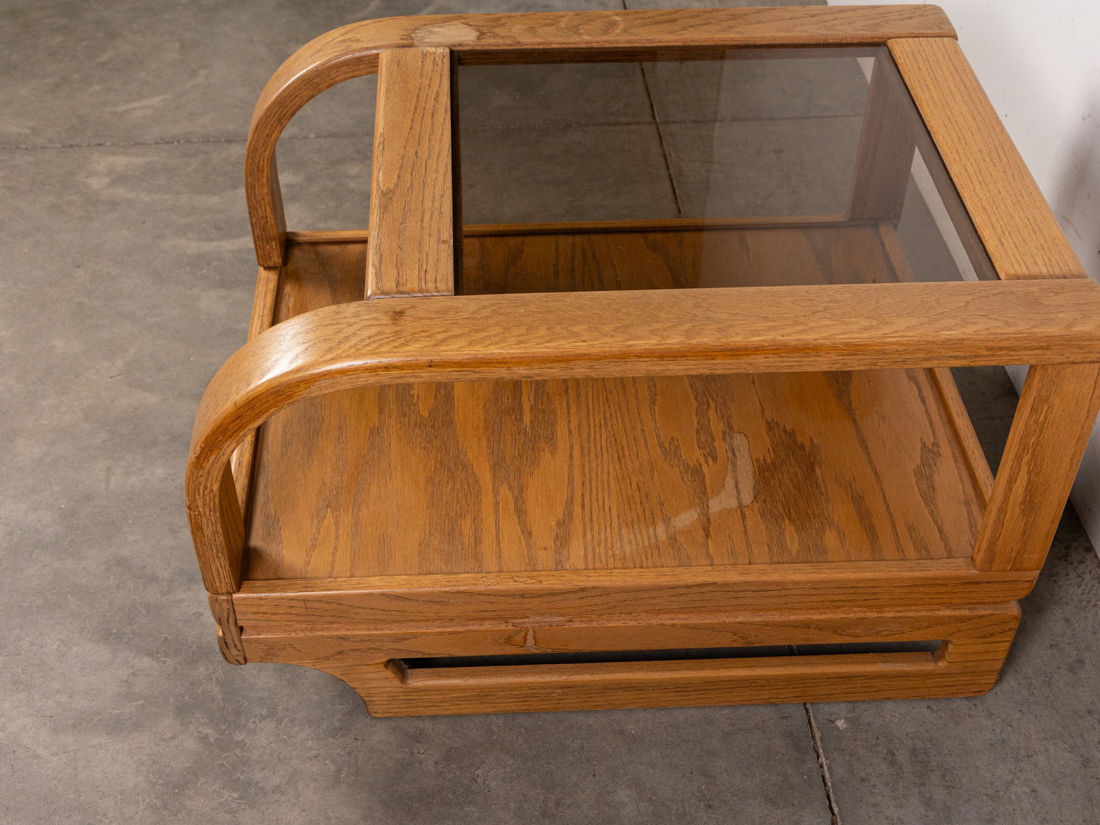 Modern Glass and Oak Bentwood End Table - 4