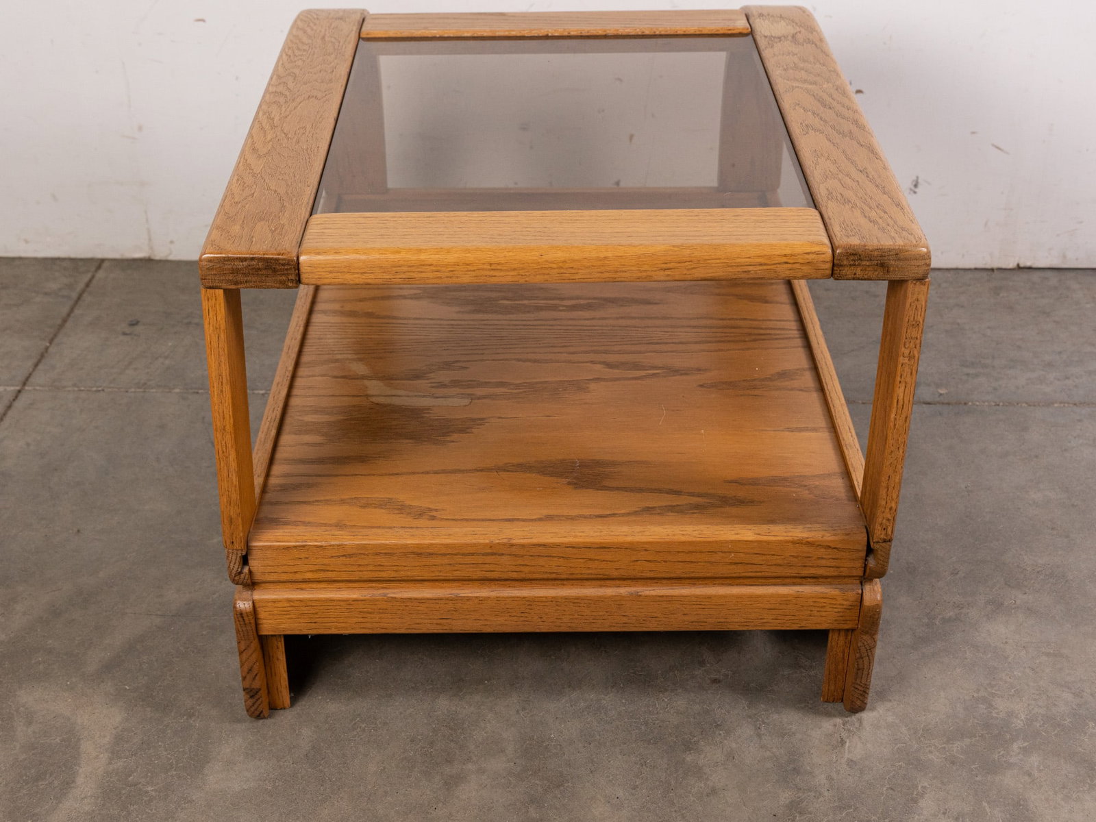 Modern Glass and Oak Bentwood End Table - 5