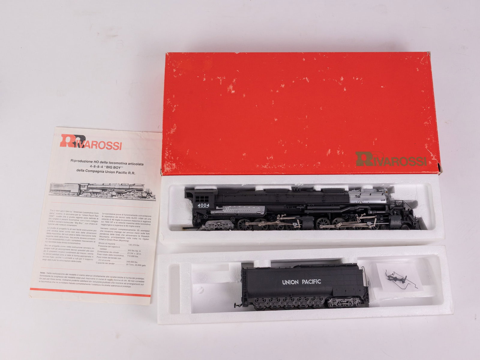 Rivarossi 1584: HO scale model of the Union Pacific 4884 "Big Boy" steam locomotive Size 2" x 7" x 15" Literature Brooks Auction – Online Auction Terms & Conditions Contact: (856) 694-2960 | info@brooks.auctio