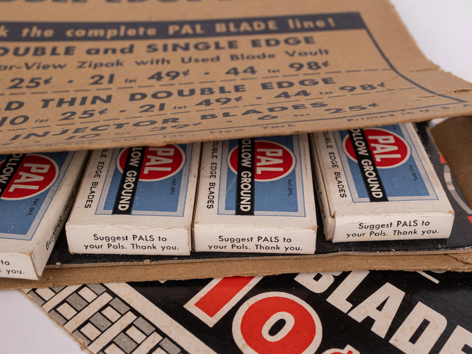 PAL Brand Double Edge Ad Display w/ New Old Stock - 3