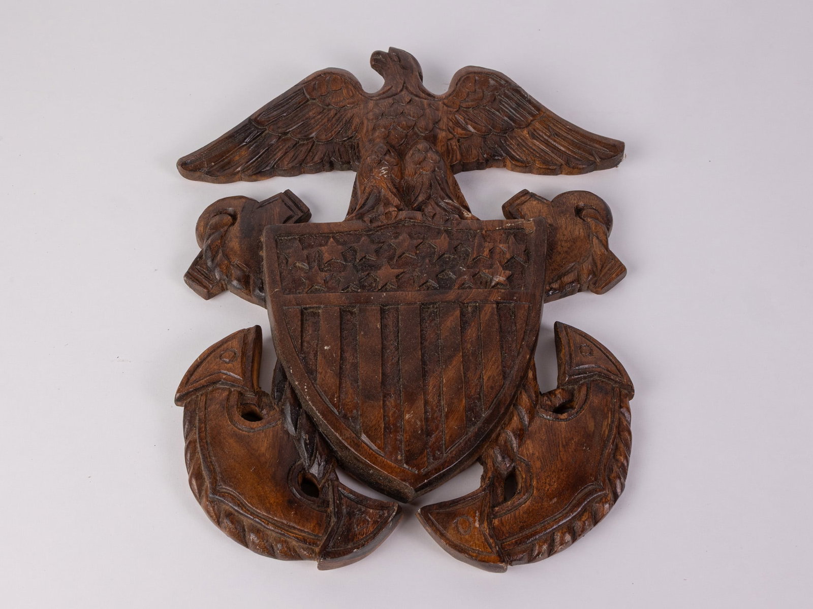 Vintage Wooden Eagle and Shield American Wall Decor (1 of 3)