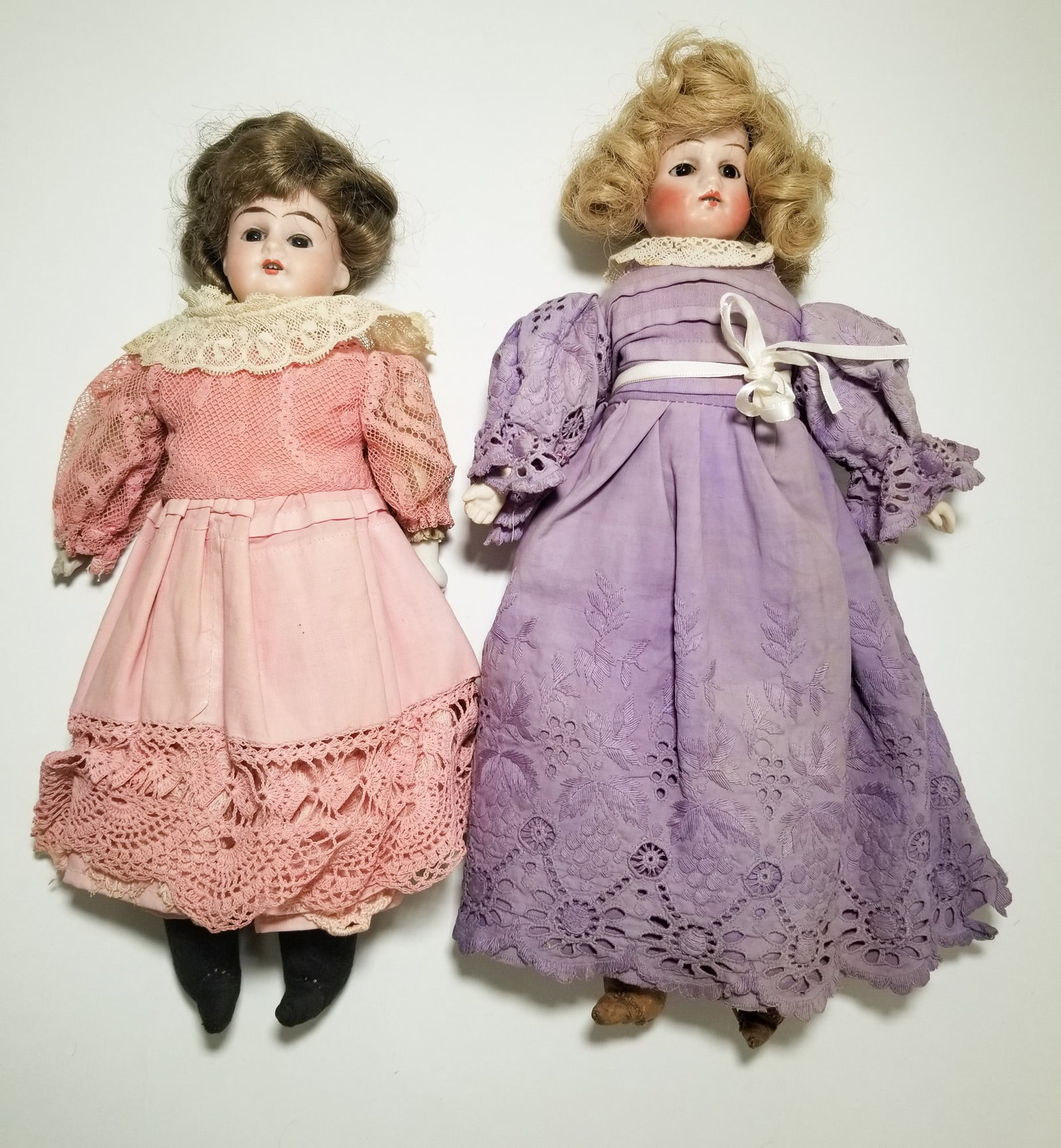 Two Antique German Bisque Dolls with Leather Body Ft. Armand Marseille (1 of 10)