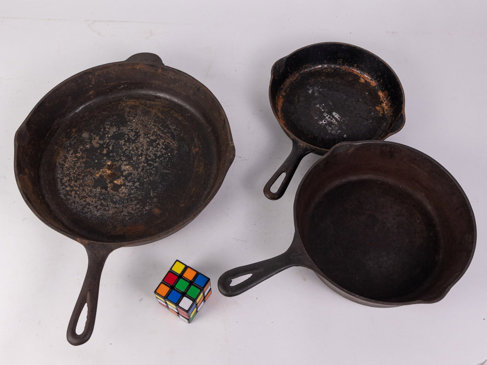 Three Cast Iron Frying Pans Featuring Griswold - 2