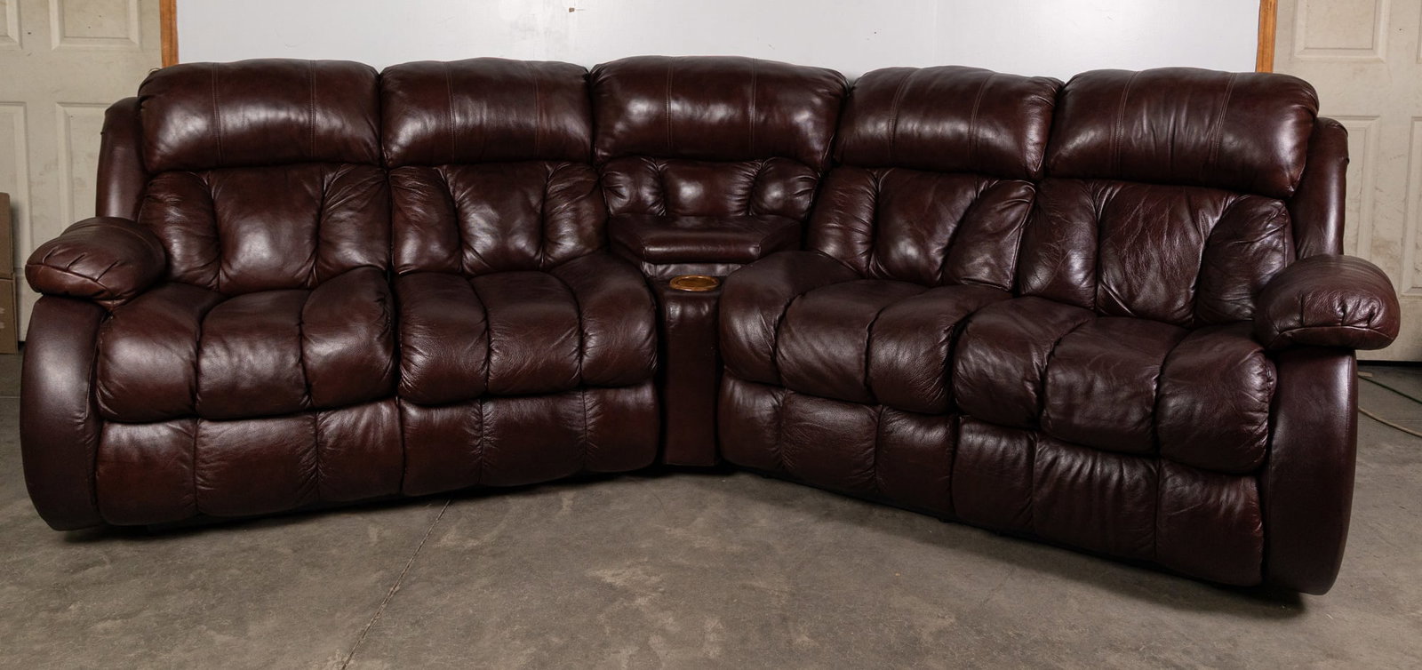 Brown Leather Sectional Recliner (1 of 6)