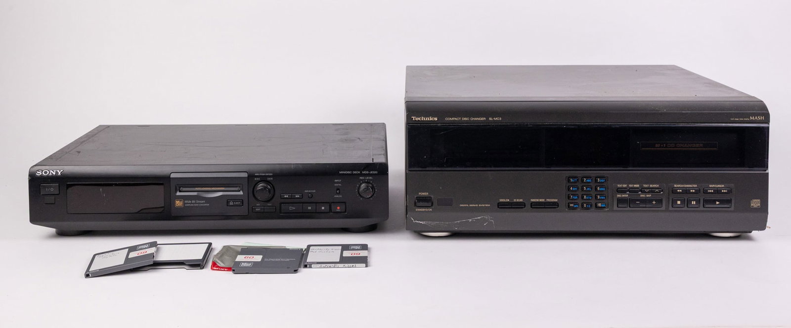 Two Pieces of Audio Equipment Featuring a Sony Minidisc Deck MDS-JE320 with Minidiscs (1 of 6)