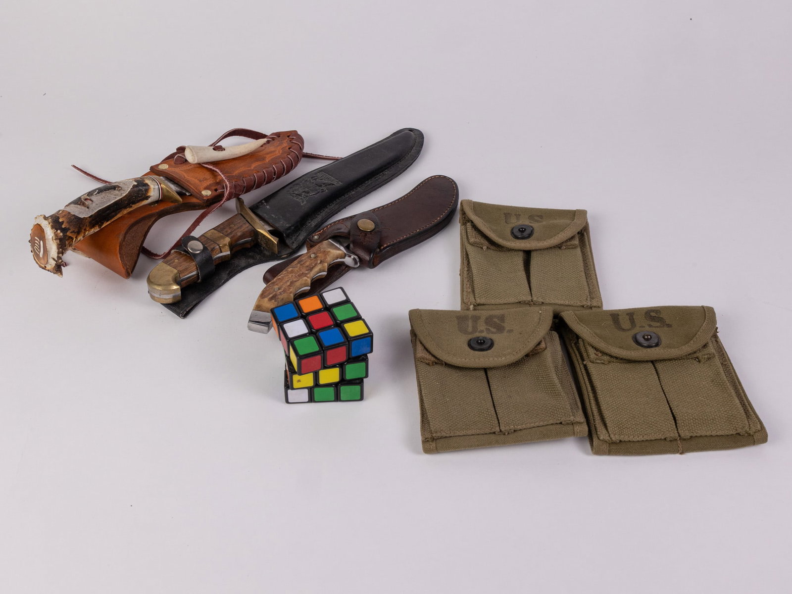 Assorted Hunting Knives and Military Pouches - 2