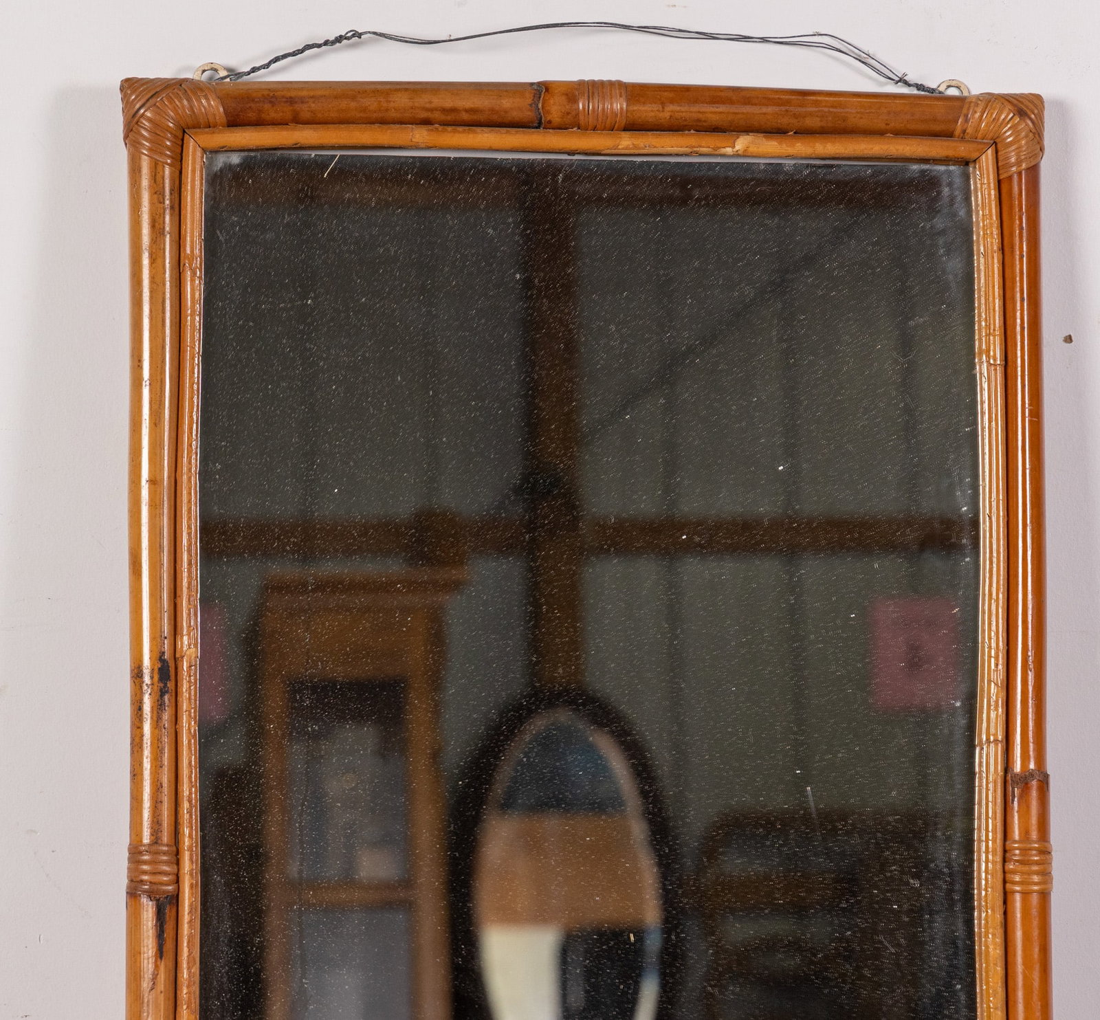 Vintage Bamboo Framed Mirror - 2