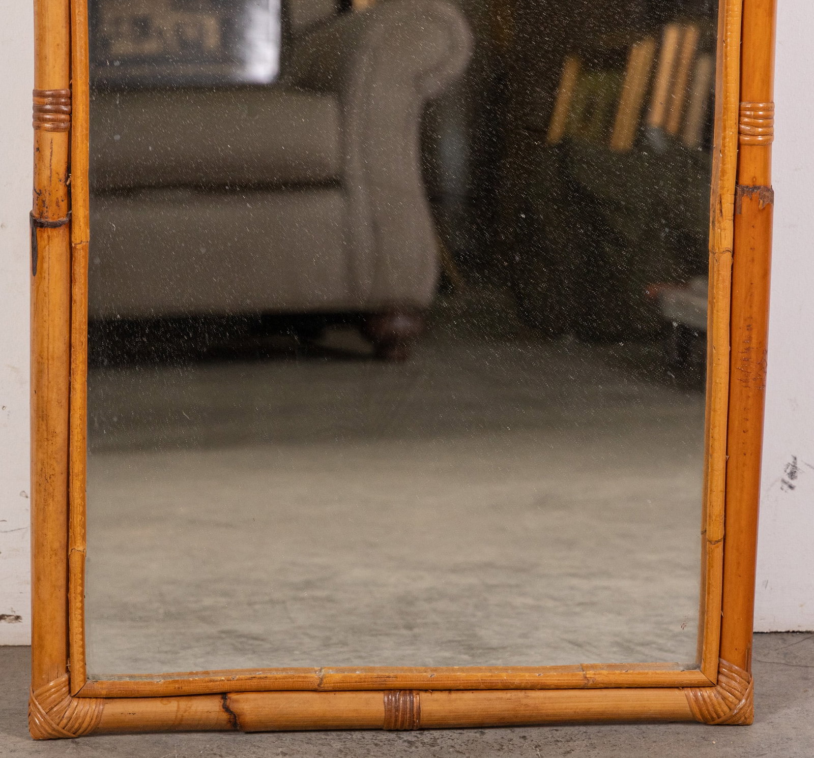 Vintage Bamboo Framed Mirror - 3