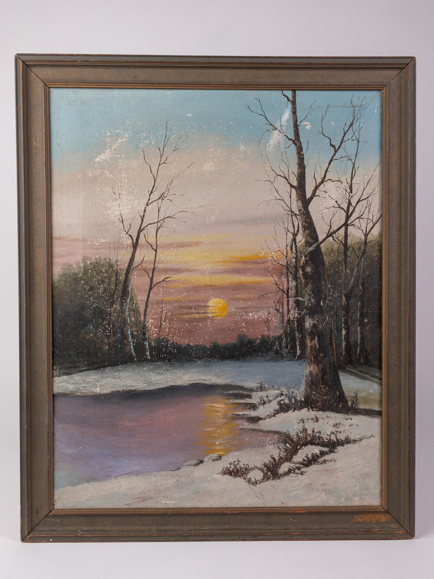 Framed Original Oil on Canvas of a Winter Scene: Framed Original Oil on Canvas of a Winter Scene Size 23" x 18" Literature Brooks Auction – Online Auction Terms & Conditions Contact: (856) 694-2960 | info@brooks.auction READ BEFORE YOU BID: