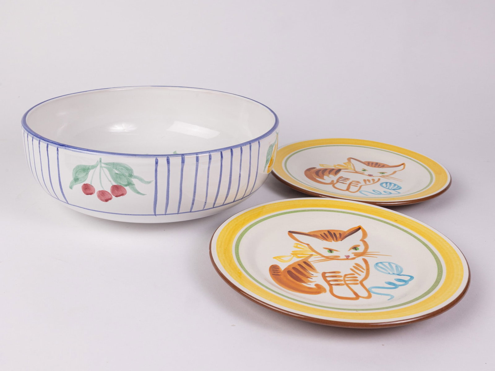 Three Pieces of Hand Painted Ceramics ft. Pair of Stangl "Ginger Cat" Plates: Three Pieces of Hand Painted Ceramics ft. Pair of Stangl "Ginger Cat" Plates Size 4" x 11" x 11" Literature Brooks Auction – Online Auction Terms & Conditions Contact: (856) 694-2960 |