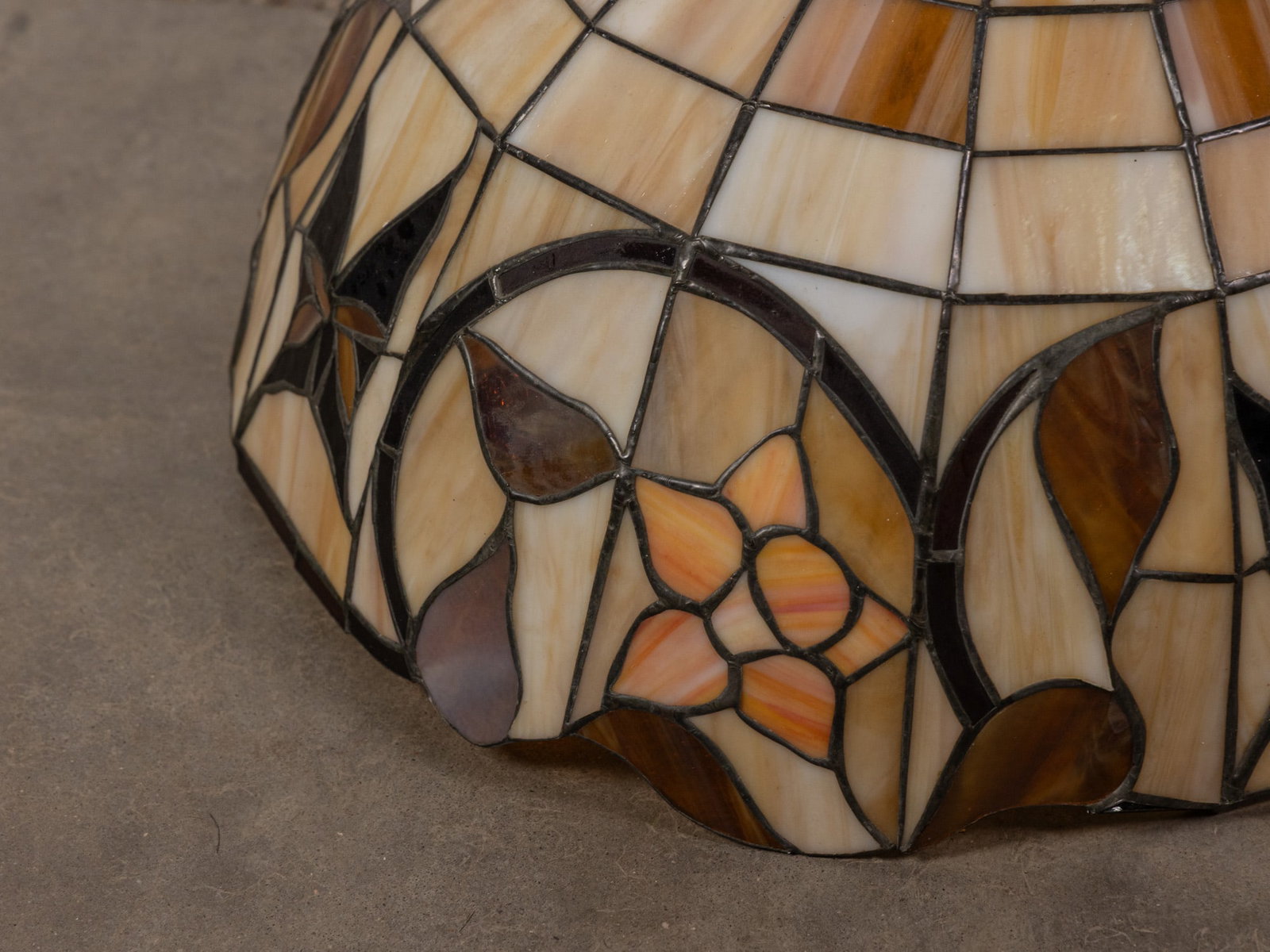 Vintage Leaded Glass Hanging Light Fixture - 3