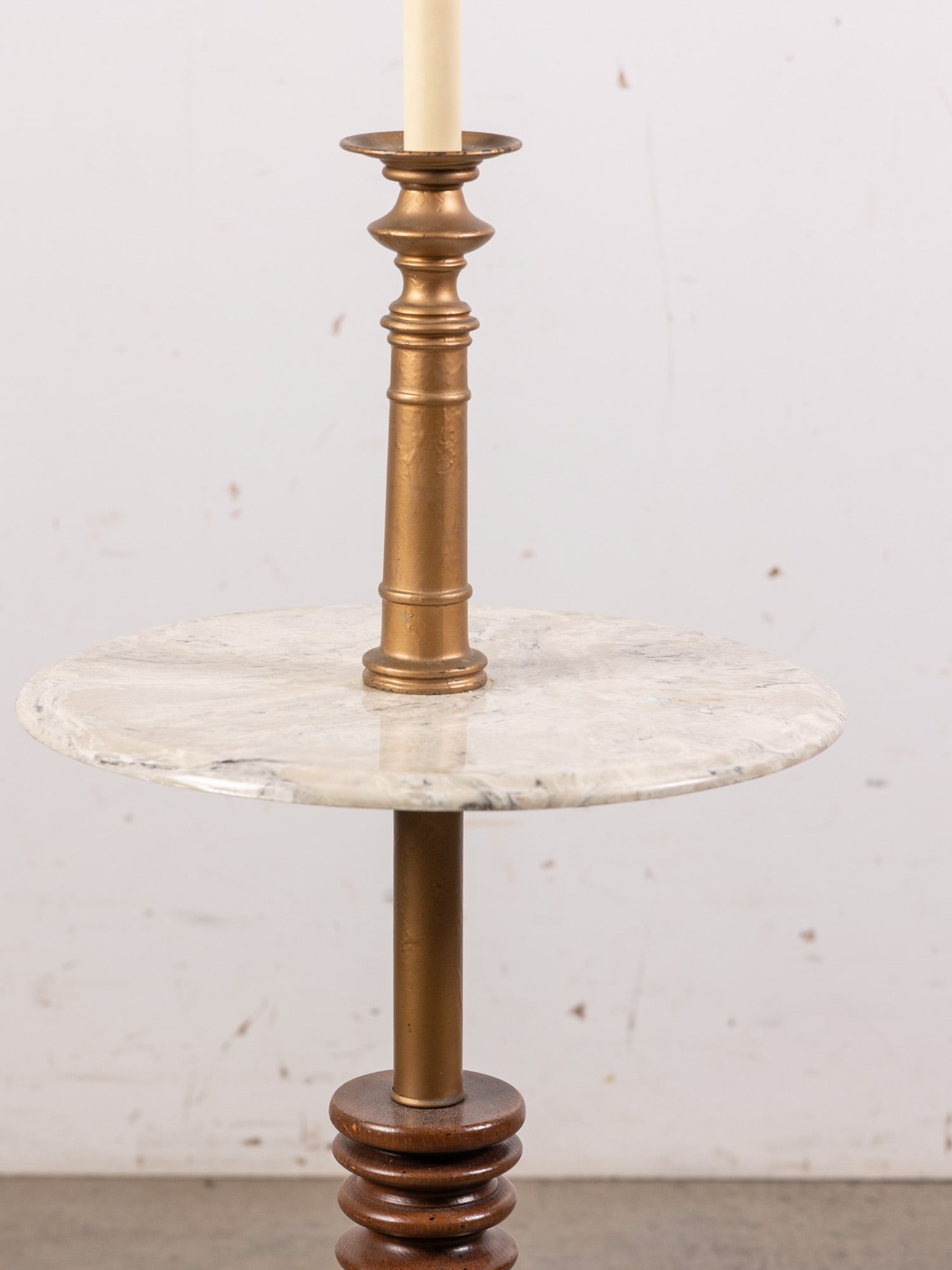 Vintage Floor Lamp Table w/ Marble Accents - 3