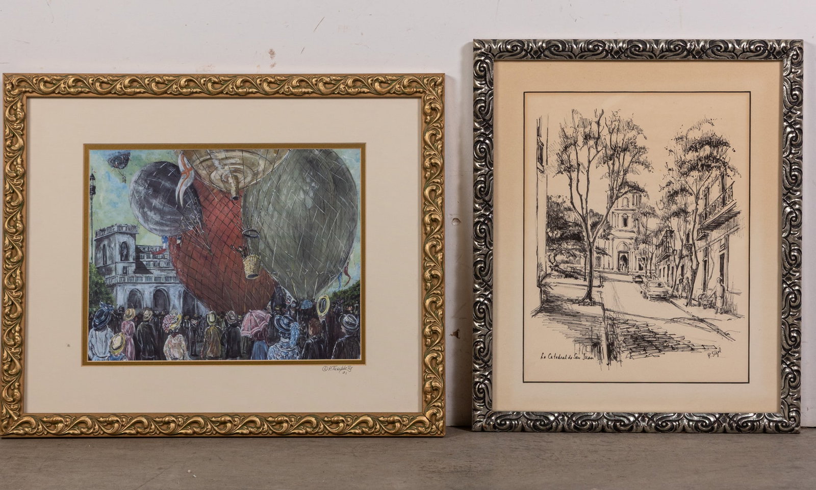 Pair of Ornately Framed Hand Signed Art Pieces (1 of 3)