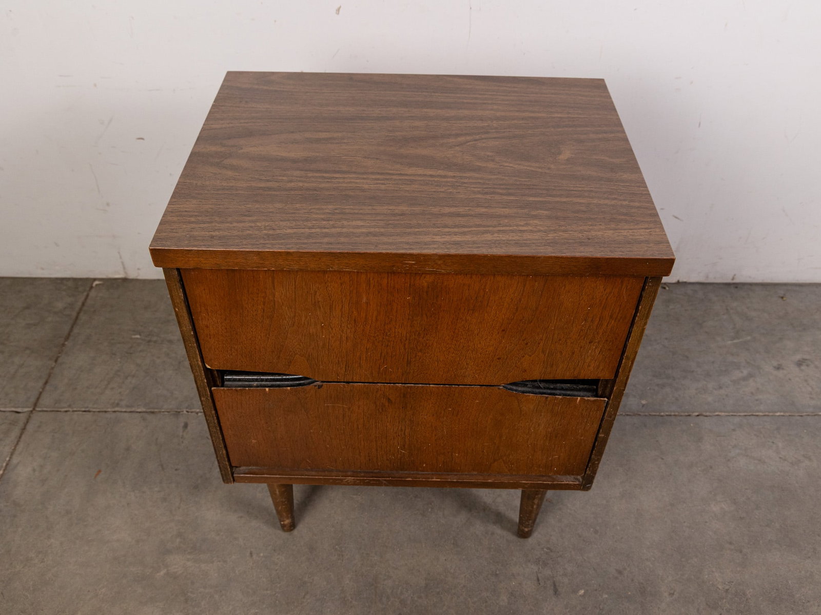 Mid Century Modern MCM Two Drawer Nightstand - 2