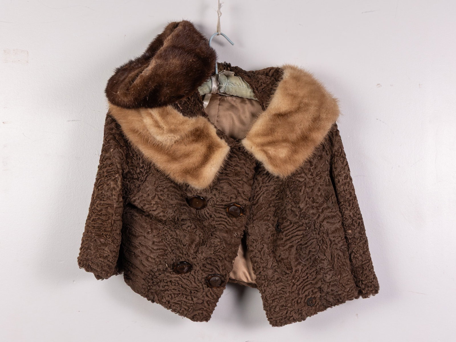Vintage Shearling Capelet with Fur Collar and Fur Hat (1 of 4)