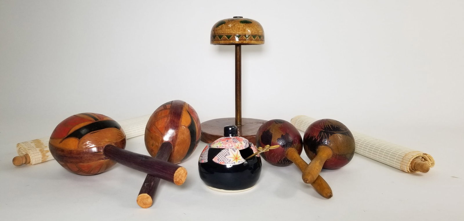 Grouping of Vintage Articles ft. Tribal Maracas: Grouping of Vintage Articles ft. Tribal Maracas Size 7" x 12" x 12" Literature Brooks Auction – Online Auction Terms & Conditions Contact: (856) 694-2960 | info@brooks.auction READ BEFORE YOU