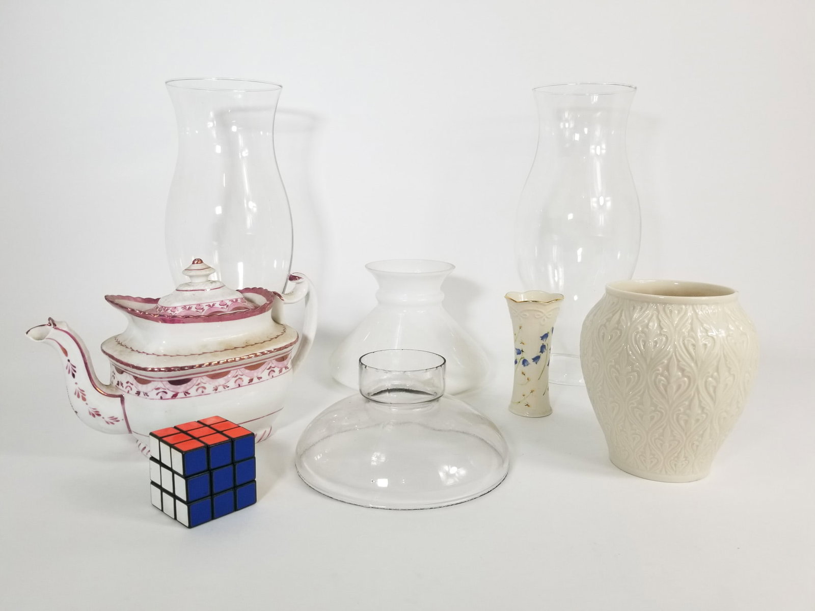 Assorted Porcelain Decor and Glass Lamp Shades - 2