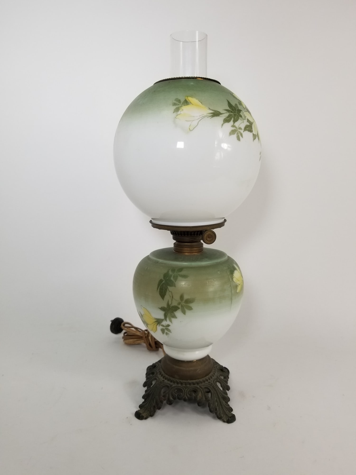 Antique Floral Motif GWTW Hurricane Lamp (1 of 2)