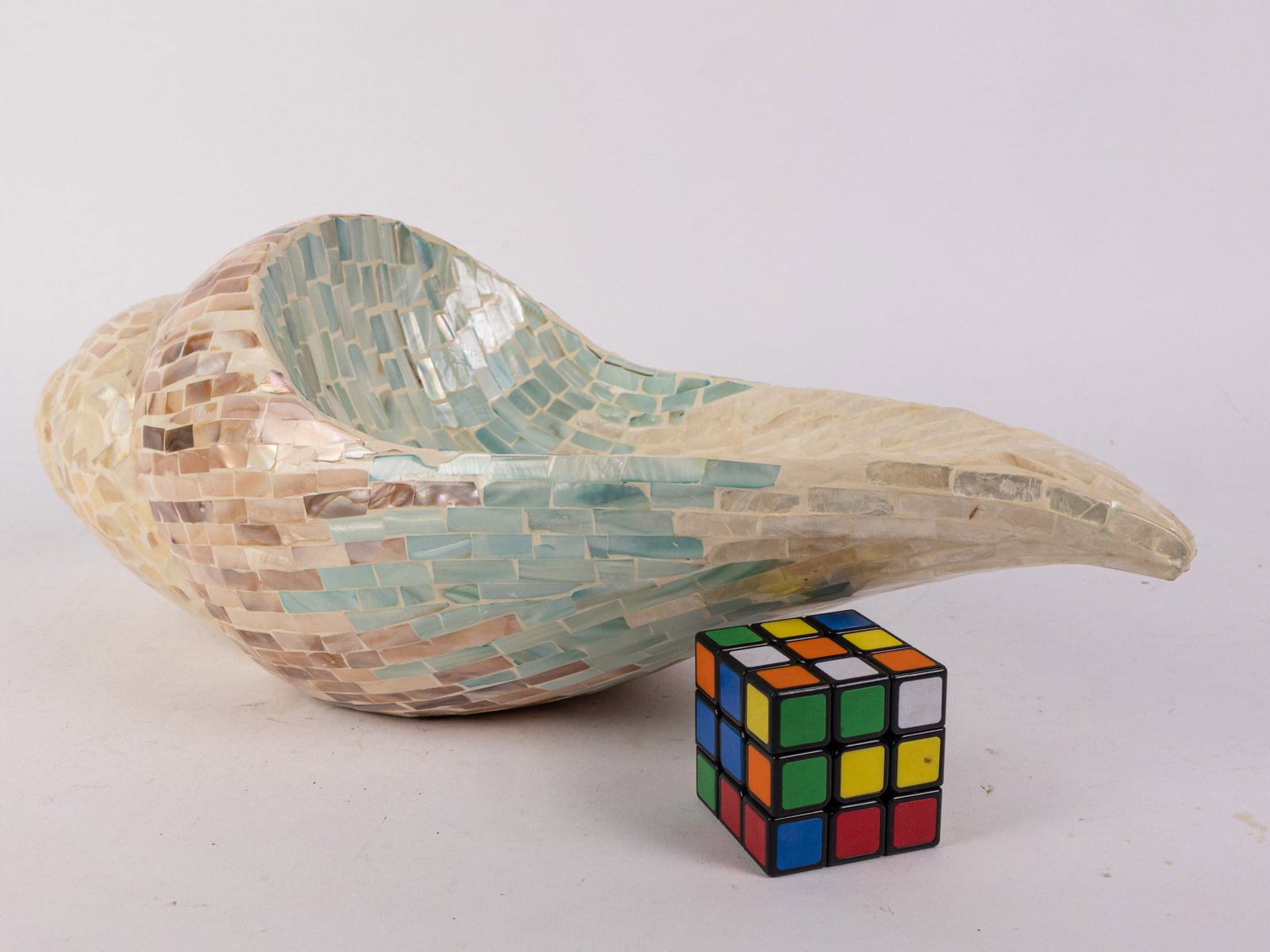 Large Decorative Mosaic Mother-of Pearl/Abalone Conch Bowl - 2