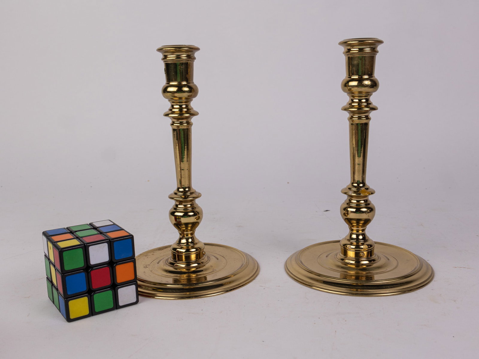Pair of Virginia Metalcrafters Brass Candlesticks - 2