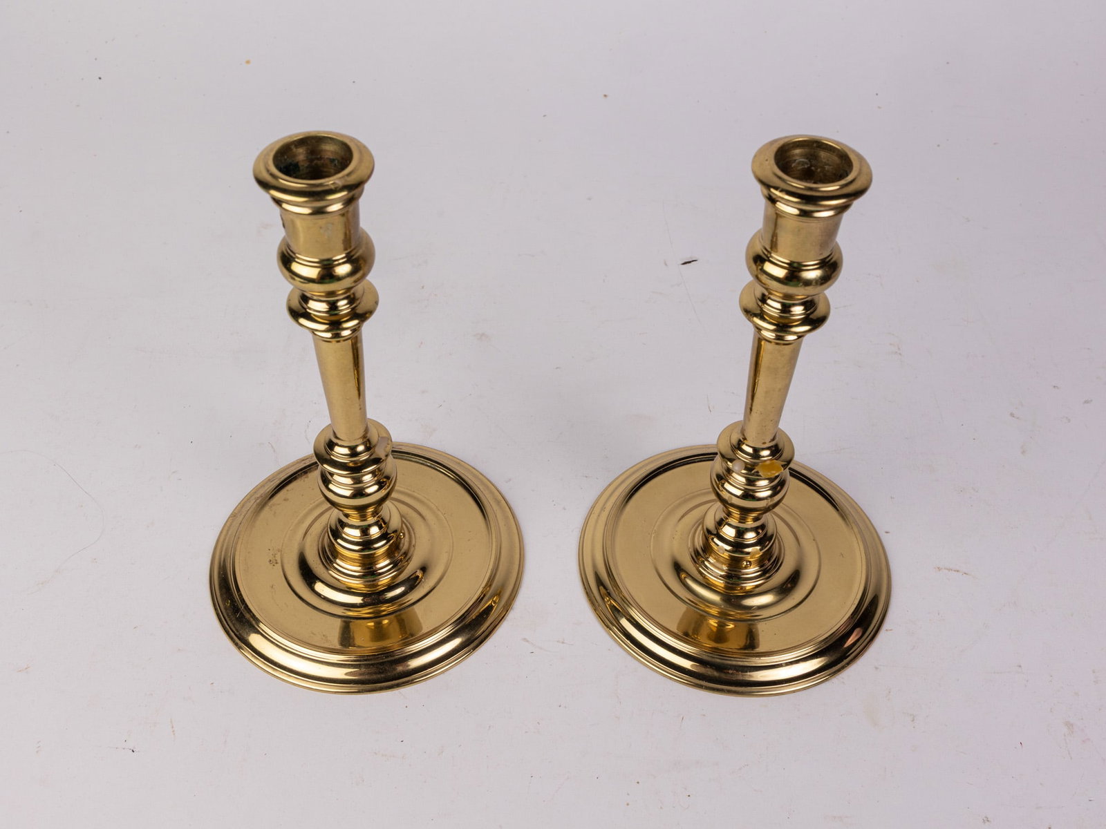 Pair of Virginia Metalcrafters Brass Candlesticks - 3