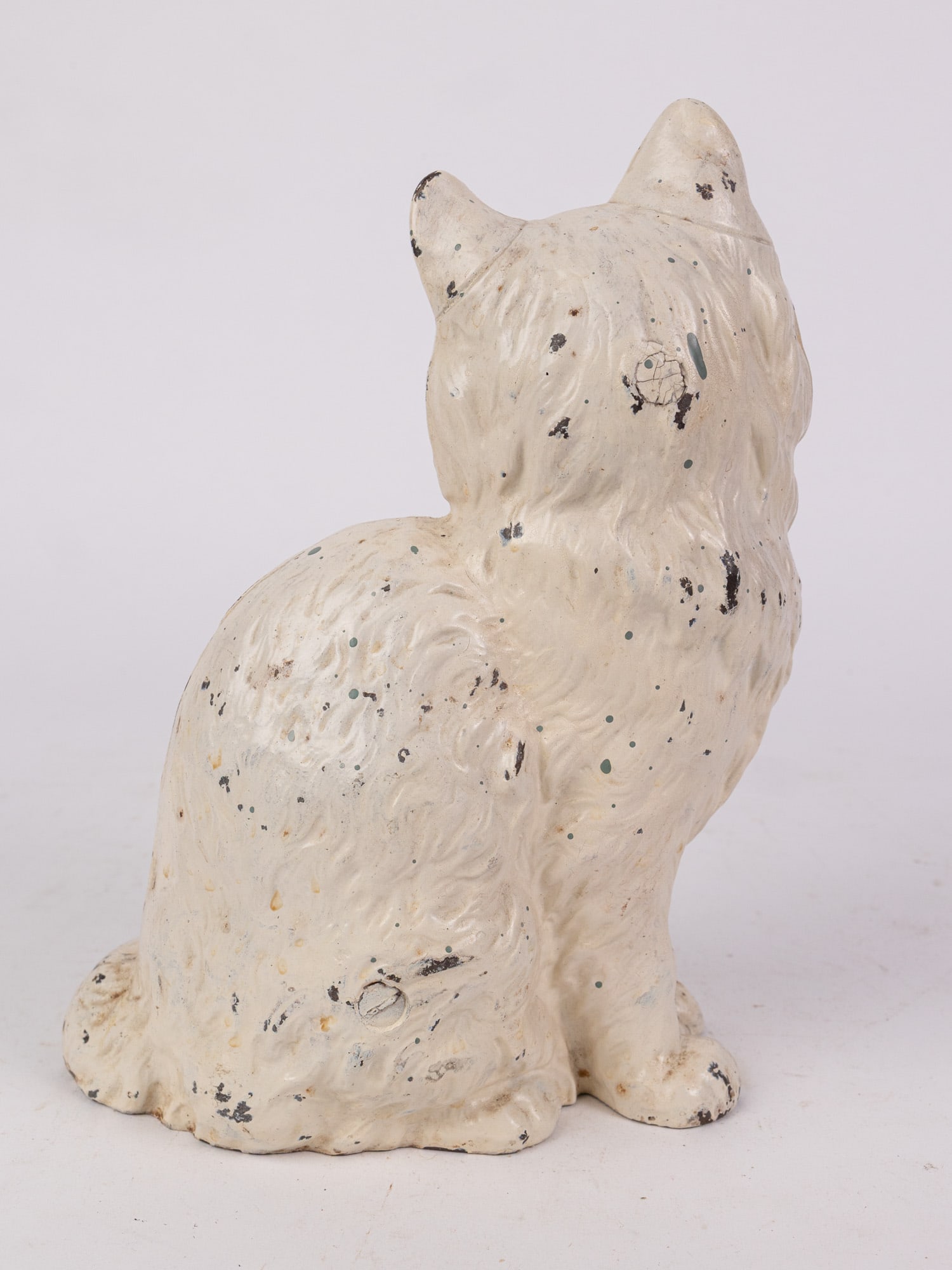 Cast Iron White Persian Cat Door Stop - 3