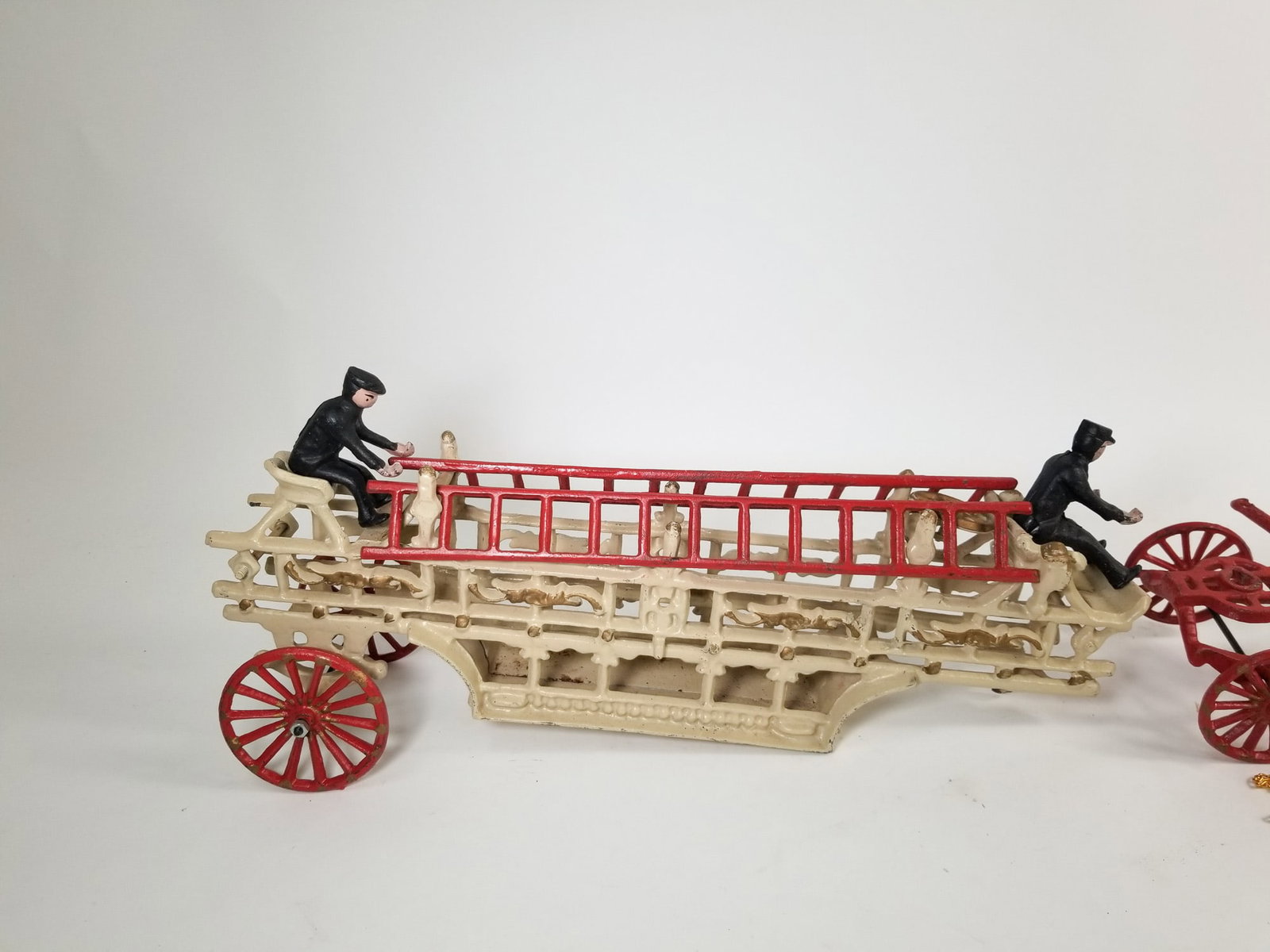 Vintage Cast Iron Horse-Drawn Fire Wagon - 2