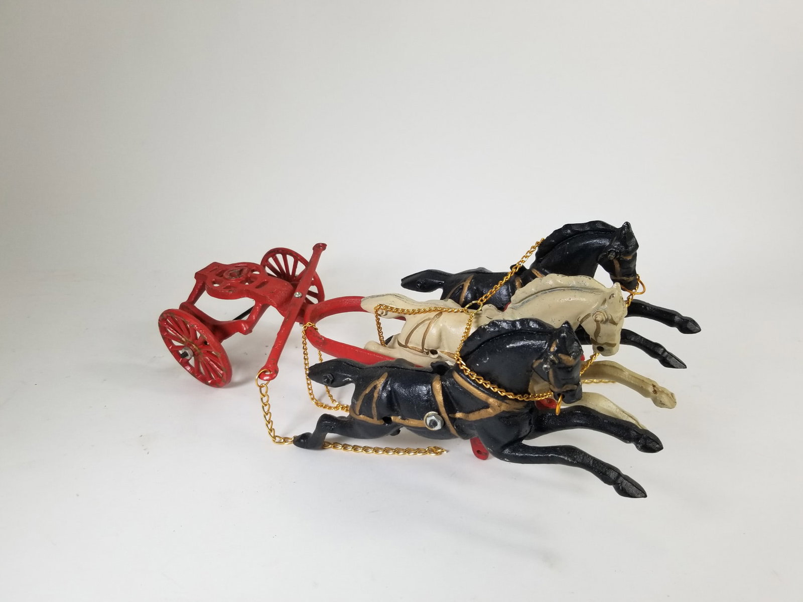 Vintage Cast Iron Horse-Drawn Fire Wagon - 5