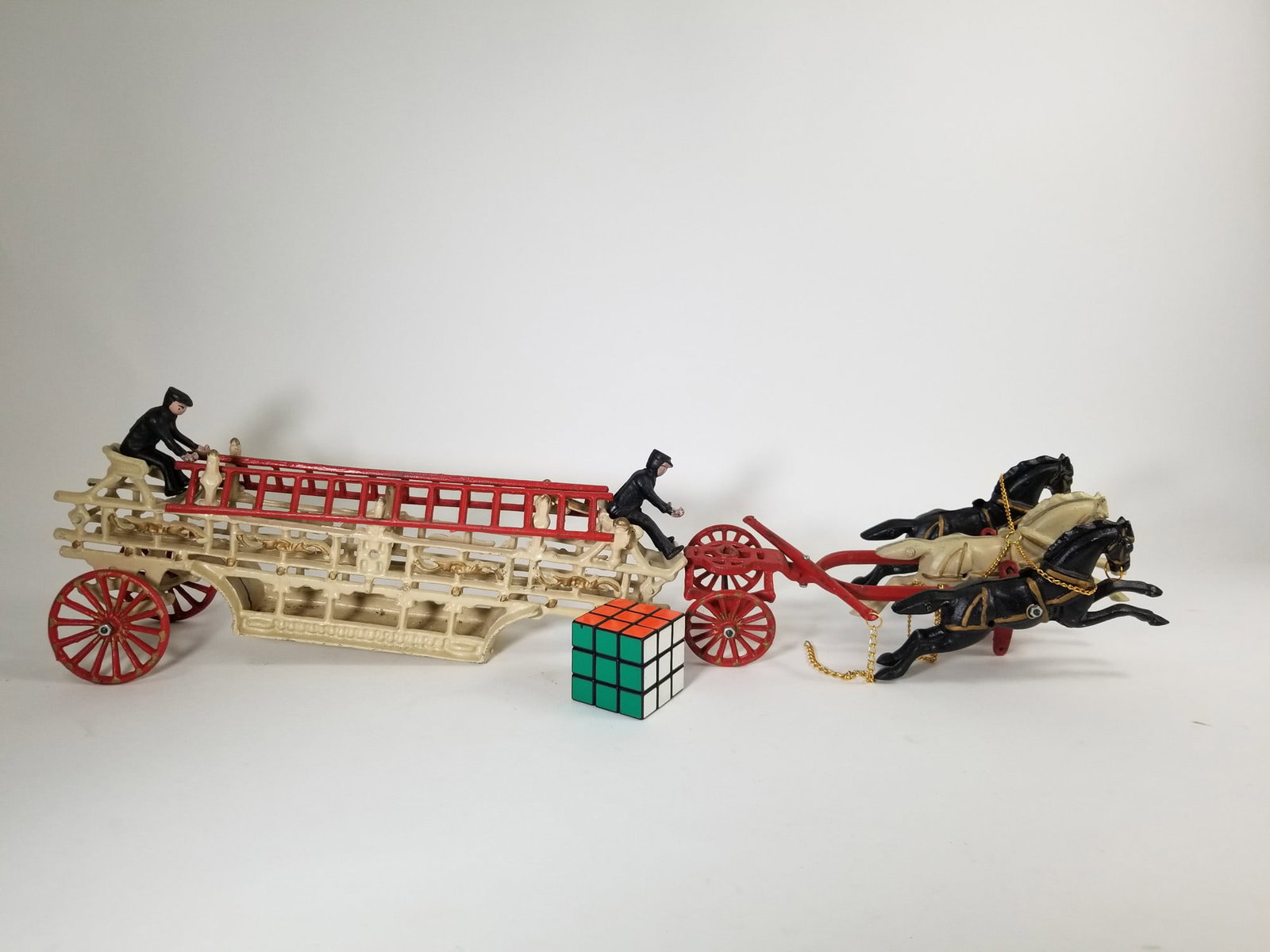 Vintage Cast Iron Horse-Drawn Fire Wagon - 6