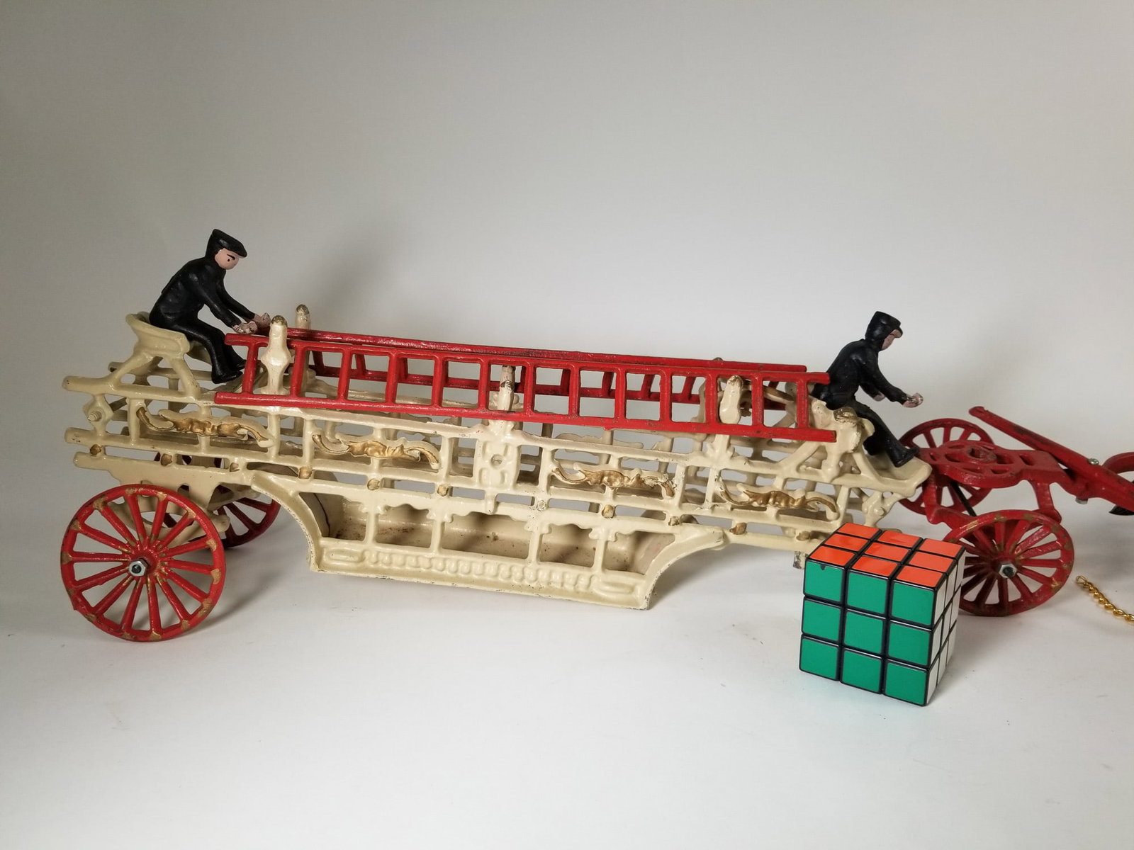 Vintage Cast Iron Horse-Drawn Fire Wagon - 7
