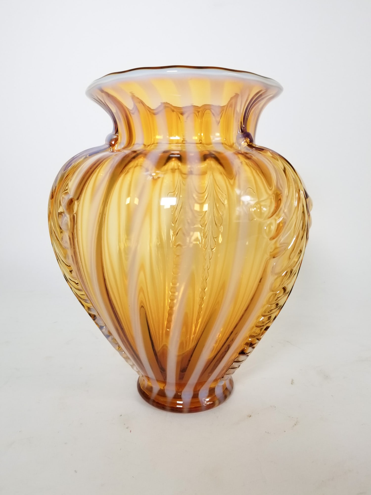 Vintage Fenton Amber Art Glass Vase: Vintage Fenton Amber Art Glass Vase Size 9" H Literature Brooks Auction – Online Auction Terms & Conditions Contact: (856) 694-2960 | info@brooks.auction READ BEFORE YOU BID: We want you to