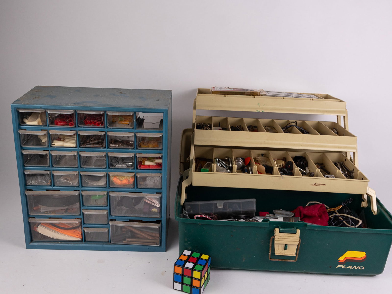 Vintage Tackle Box and Assorted Bits/Hardware - 2