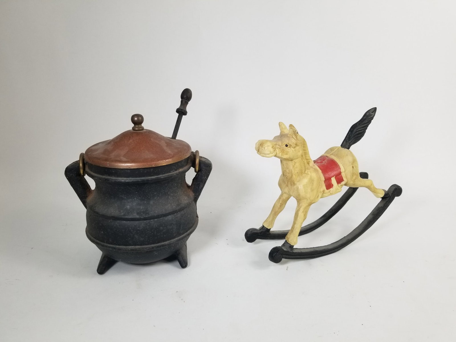 Cast Iron Smudge Pot and Rocking Horse Door Stop (1 of 2)