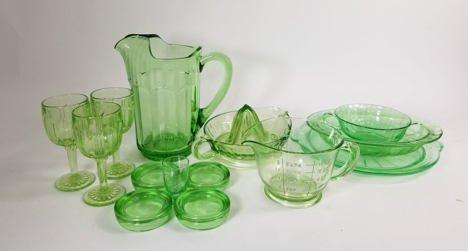 Lot of Vintage Green Hazel Atlas Depression Glass (1 of 2)