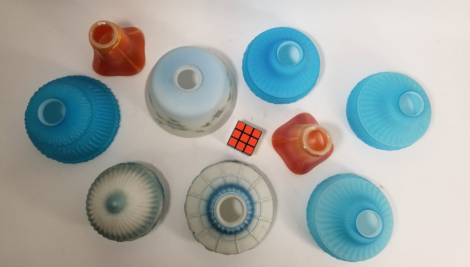 Lot of Assorted Vintage Glass Lamp Shades - 2