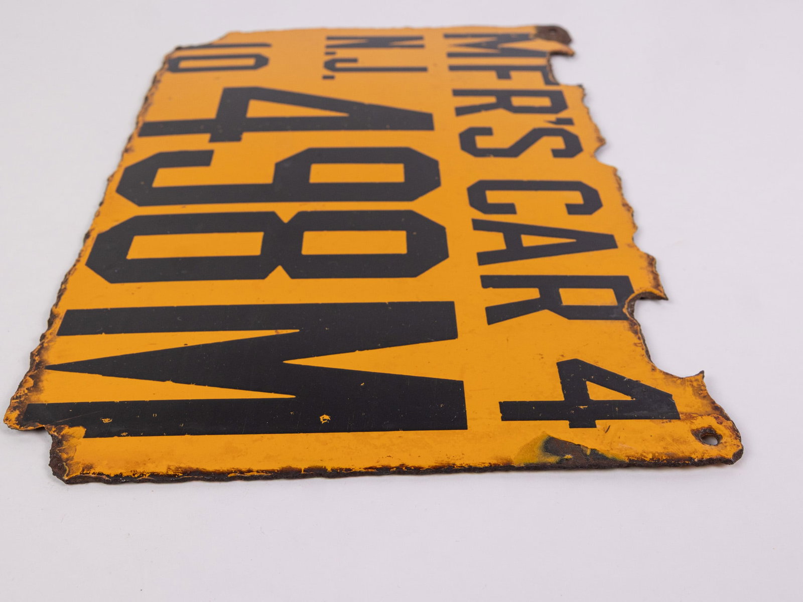 1910 New Jersey Manufacturers Car Porcelain License Plate - 8