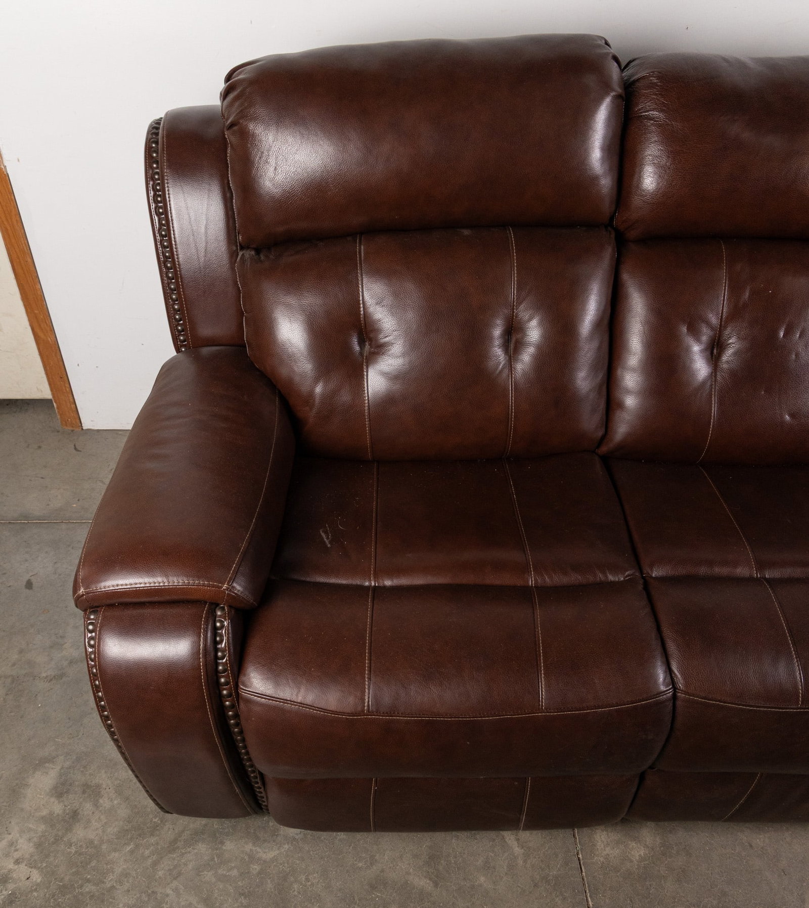 Contemporary Brown Leather Sofa - 2